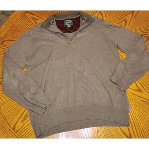 Woolrich Sweater‎ Mens Large  1/4 Zip Pullover Mock Neck Wool Blend Olive Green